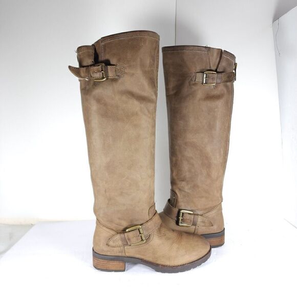 Steve Madden Women's Buckeye 38 US7,5 Brown Leather Distressed Riding Boots - Picture 8 of 13